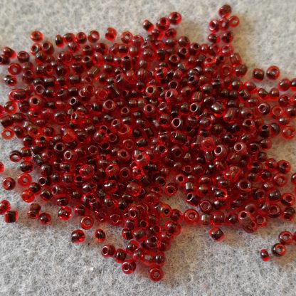 Size 11 seed beads for craft - 150g - Transparent Lined Ruby