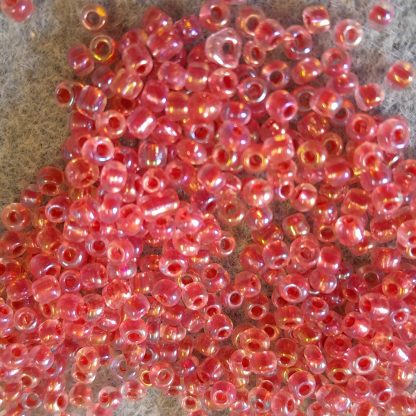 Size 8 seed beads for craft - 150g - Transparent Red AB