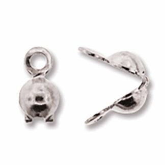 Clam Shell Bead Tip - Silver Plated - 3.5mm Pack of 10