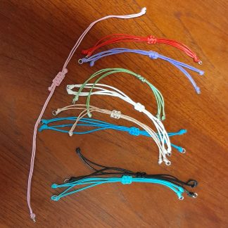Waxed Polyester Cord Bracelet with jump rings and slide clasp - pack of 5