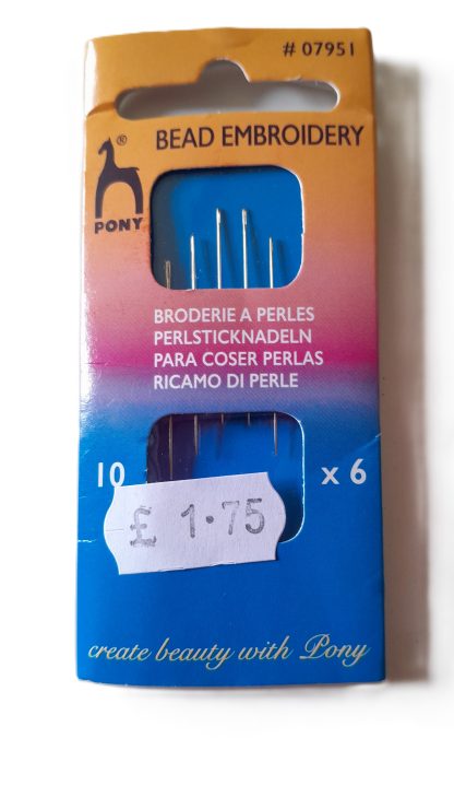 Pony Beading Needles - Gold Plated Eye - Pack of 6 - Size 10