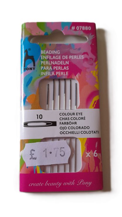 Pony Beading Needles - Colour Eye - Pack of 6 - Size 10