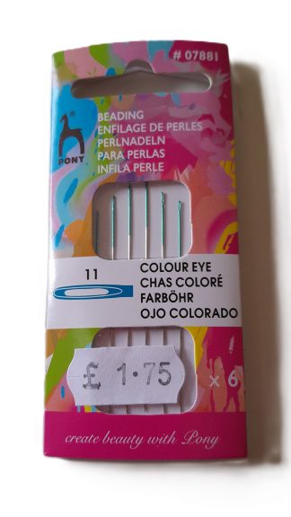 Pony Beading Needles - Colour Eye - Pack of 6 - Size 11