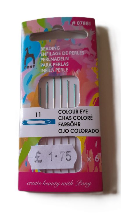 Pony Beading Needles - Colour Eye - Pack of 6 - Size 11