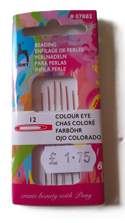 Pony Beading Needles - Colour Eye - Pack of 6 - Size 12