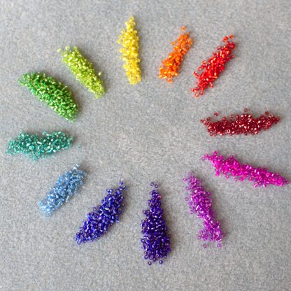 IBW Rainbow Bundle - 12 x 5g Silver Lined Colours of Delica Beads with Free Clear View Flip Top Boxes