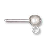 Sterling Silver Ear Posts with 4mm Ball and Loop - pack of 1 pair